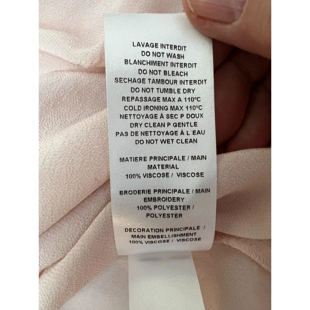 NWT See by Chloe Pullover Blouse Smoky Pink Embroidered Yokes Long Sleeve SZ 36